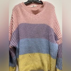 Women’s ASOS multicolored pastel striped sweater, size M.